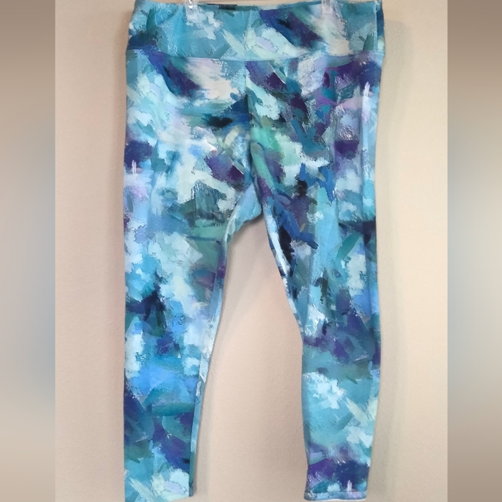 Soft Surroundings Size 2x Blue Abstract Leggings